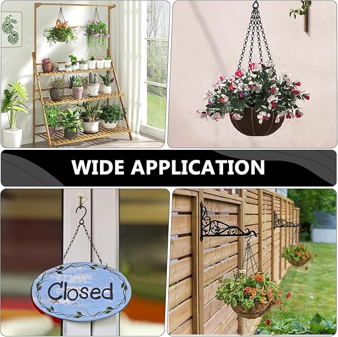 garini 6 Pack, 23 Inch Hanging Baskets Chain,Black Hanging Chains with Hooks Flower Pot Chain Replacement Plant Hangers for Planters, Bird Feeders and Lanterns garini