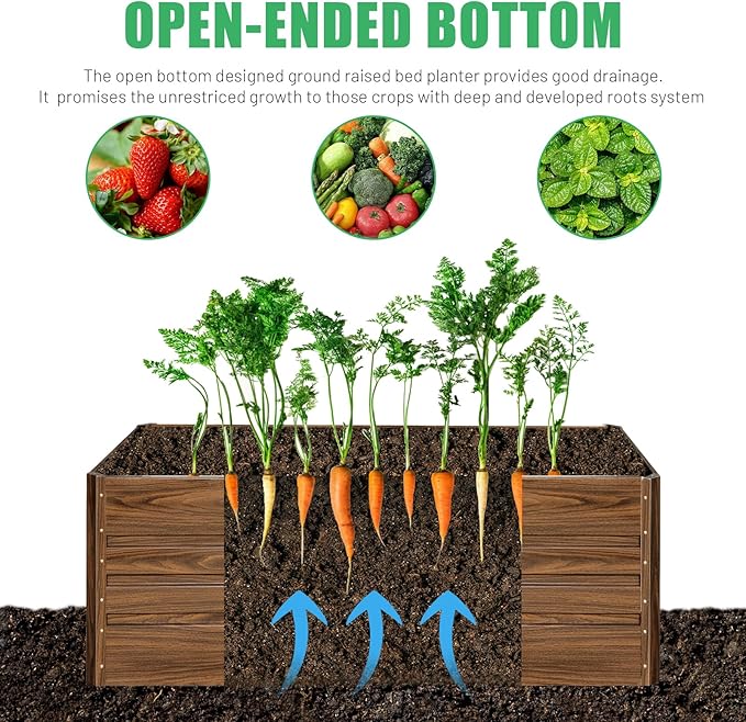 SnugNiture 2 Pcs 4x2x2FT Raised Garden Bed Galvanized Planter Garden Boxes Outdoor, Deep Root Planter Raised Bed for Vegetables Flowers Herbs,Brown snugniture