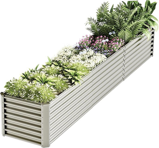 12x2x2ft Raised Garden Beds Outdoor Kit, Galvanized Planter Garden Boxes Outdoor, Metal Raised Garden Beds for Vegetables,Fruits,Herb,Flower,Silver kingddeergardenbed