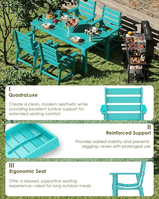 GREENVINES Outdoor Dining Chair | HDPE | Patio Chairs | All-Weather | Aqua GreenVines
