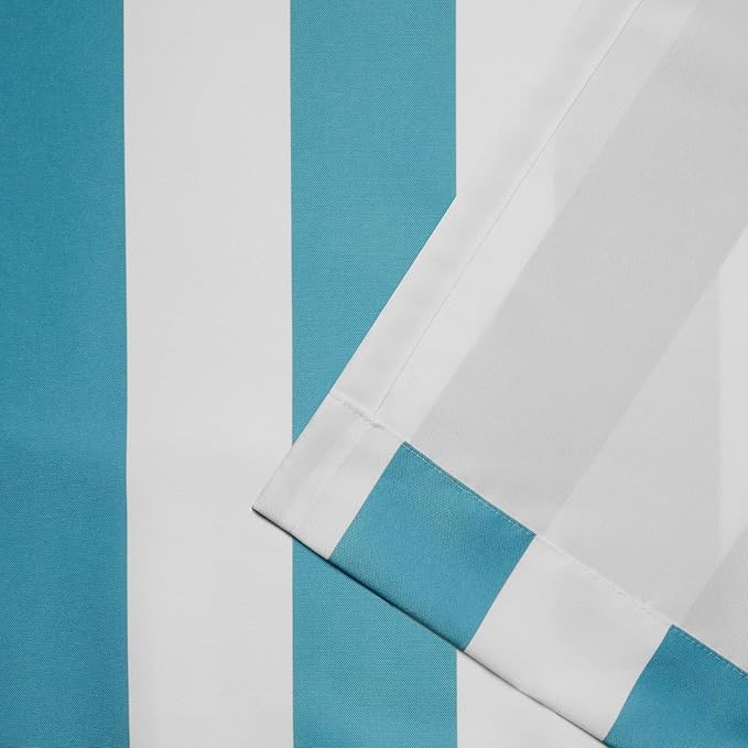 Exclusive Home Canopy Stripe Indoor/Outdoor Grommet Top Curtain Panel, 54"x108", Teal / White, Set of 2 Exclusive+Home