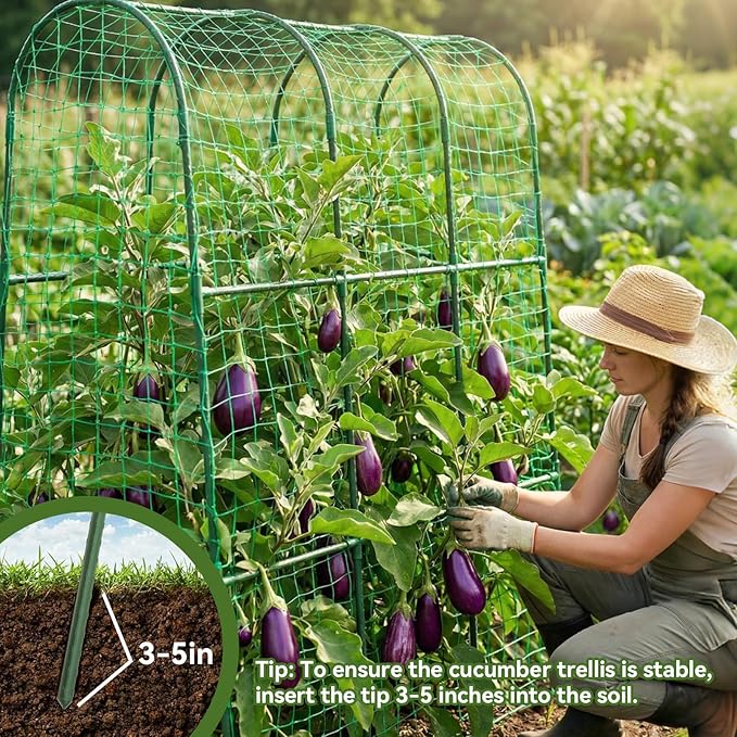 Cucumber Trellis for Raised Bed, U-Shape Garden Trellis for Climbing Plants Outdoor, Metal Arch Trellis for Vegetables, Plant Support for Tomato, Pea, Zucchini, Squash TOCCYARD
