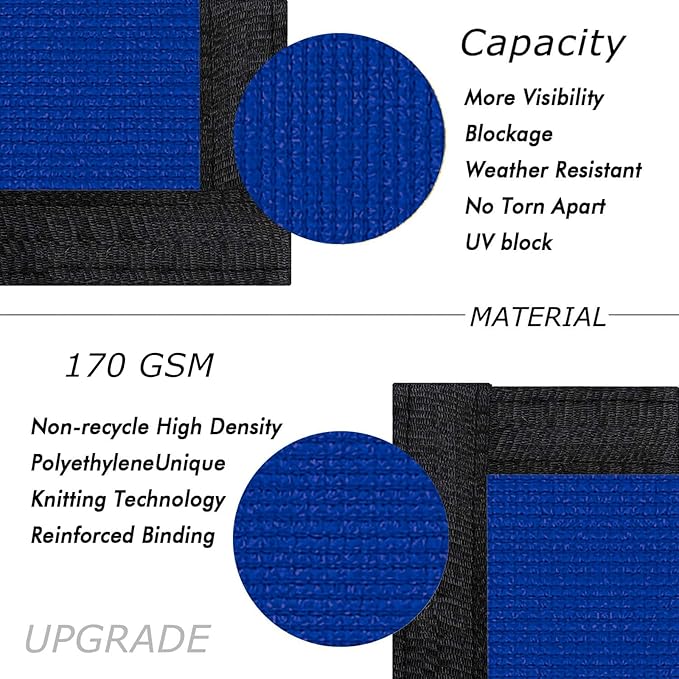 UPGRADE Privacy Screen 6' x 50' Fence Commercial Shade Cover with Brass Grommets Heavy Duty Perfect for Outdoor Back Yard, Blue, Customizable UPGRADE