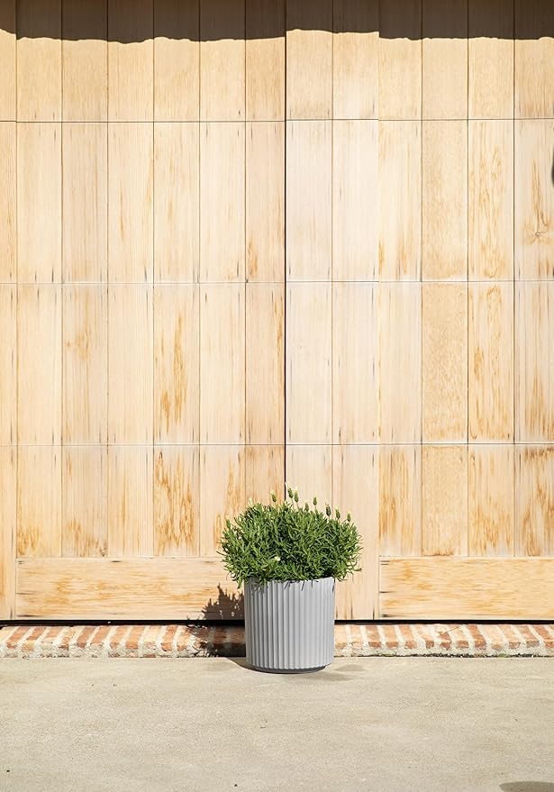 Veradek Demi Series Round Planter for Porch, Patio, Backyard | Durable Plastic-Concrete Material | Modern Décor for Tall Plants, Flowers VeradekOutdoor