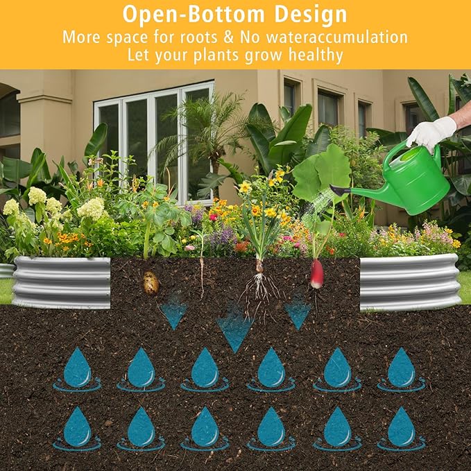 Garden Galvanized Raised Garden Bed Kit - Metal Planter Box for Vegetables/Herbs/Flowers, Heavy-Duty Steel Outdoor Garden Box with Reinforced Edges Gardeal