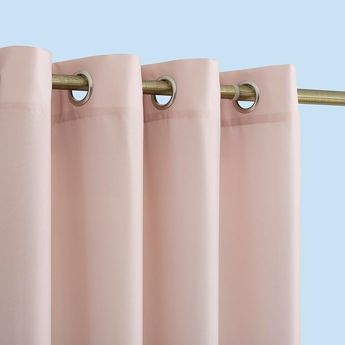 Sun Zero Marina Indoor/Outdoor UV Protectant Energy Efficient Grommet Curtain Panel, 54" x 95", Rose Quartz SunZero%E2%84%A2