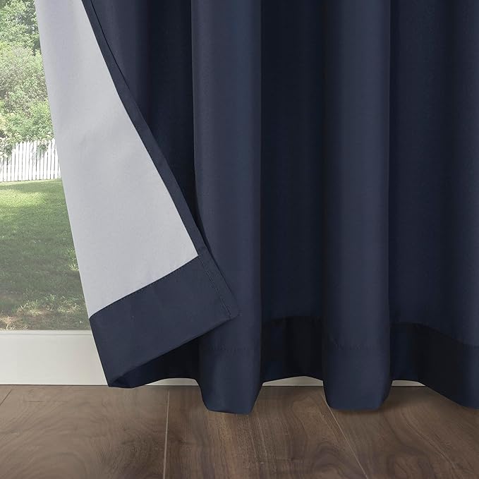 Sun Zero Marina Indoor/Outdoor UV Protectant Energy Efficient Grommet Curtain Panel, 54" x 95", Navy Blue SunZero%E2%84%A2