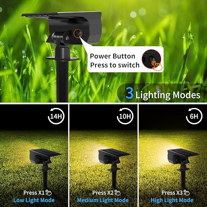 Solar Spot Lights Outdoor 6 Pack, [46 LED/3 Modes] Solar Landscape Spotlights Waterproof, 2-in-1 Auto On/Off Solar Powered Lights for Outside Yard Garden Wall Pathway(Warm White) TadyrealSolarLights