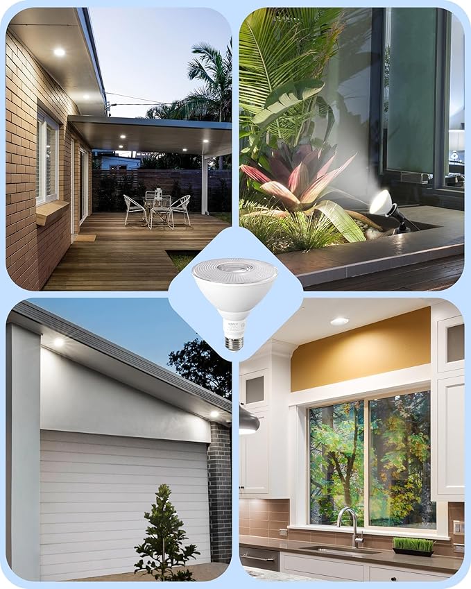 EDISHINE Flood Light Bulbs, PAR38 LED Outdoor Flood Light Bulbs, 120W Equivalent Dimmable Waterproof for Patio Yard Porch Driveway Garage, 5000K Daylight White 18W 1800LM E26 Base, 2 Pack, ETL Listed EDISHINE