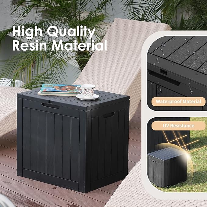 DRATO Deck Boxes, 30 Gallon Outdoor Storage Box for Patio Cushion, Garden Tools, Waterproof and UV Resistant, Lockable (Black，30 Gallon) DRATOprovidesawarmandcozy