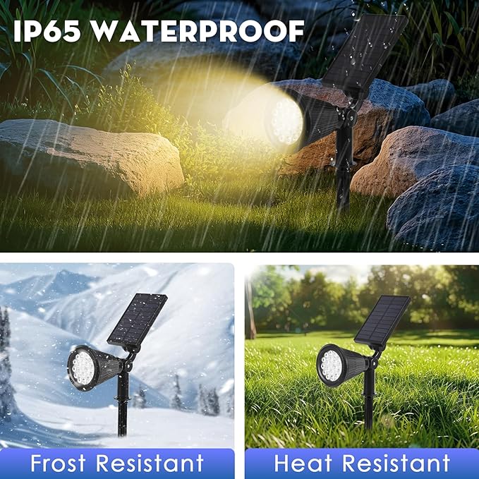 Solar Spot Lights Outdoor, 2-in-1 Wall Mount & Ground Stake 18 LEDs with 2 Lighting Modes, 7 Colors Changing, IP65 Waterproof Solar Landscape Lights for Garden, Pathway, Yard, Patio (2 Pack) DEXULESA