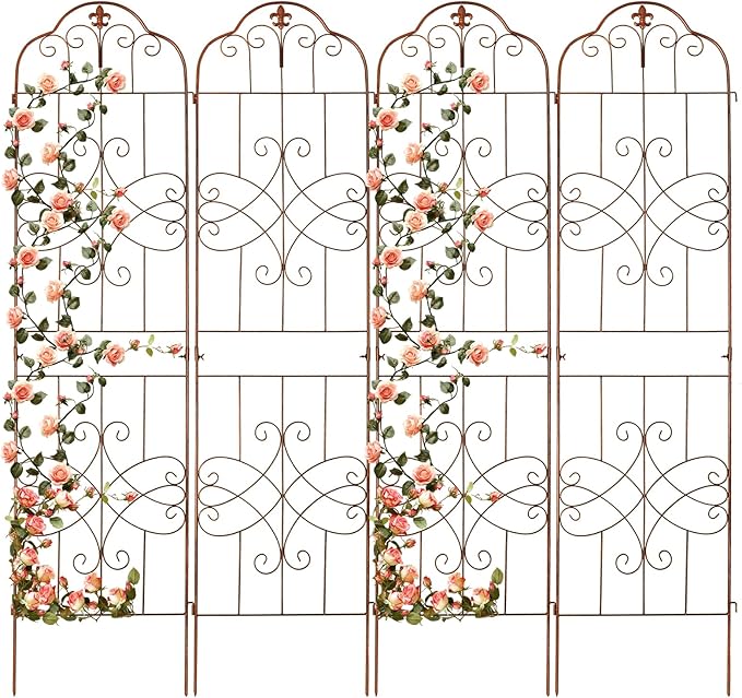hogardeck 4 Packs 84 * 19 inch Metal Garden Trellis for Climbing Plants Outdoor,Heavy Duty,Coating Rustproof Trellis for Rose, Vegetable, Flowers, Expandable,Perfect for Training Climbing Plants HOGARDECK