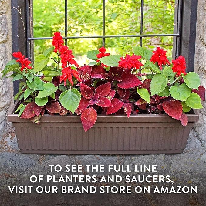 The HC Companies Venetian Window Planter Box w/Drain Plug - Long Planter Box for Windowsills, Balconies & More - Plastic Large Rectangular Outdoor Planters for Herbs & Flowers (30" Black, Pack of 1) TheHCCompanies