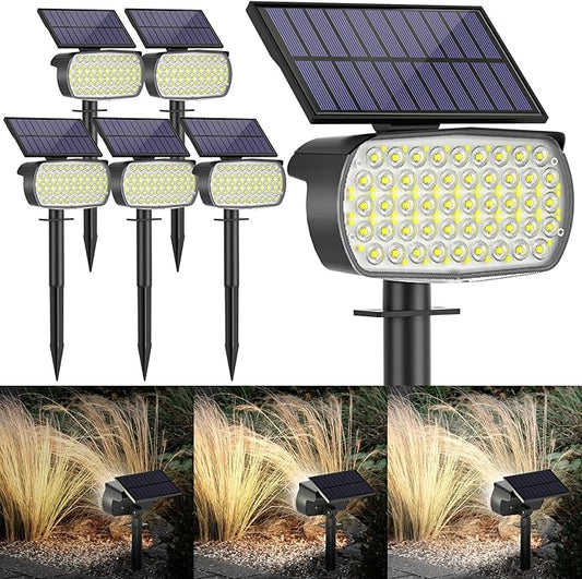 108 LED Solar Spot Lights Outdoor, Solar Lights Outdoor IP65 Waterproof, 3 Modes Solar Landscape Spotlights, Large Solar Powered Panel Lights for Garden Yard Pathway(Cool White/6 Pack) MinPea