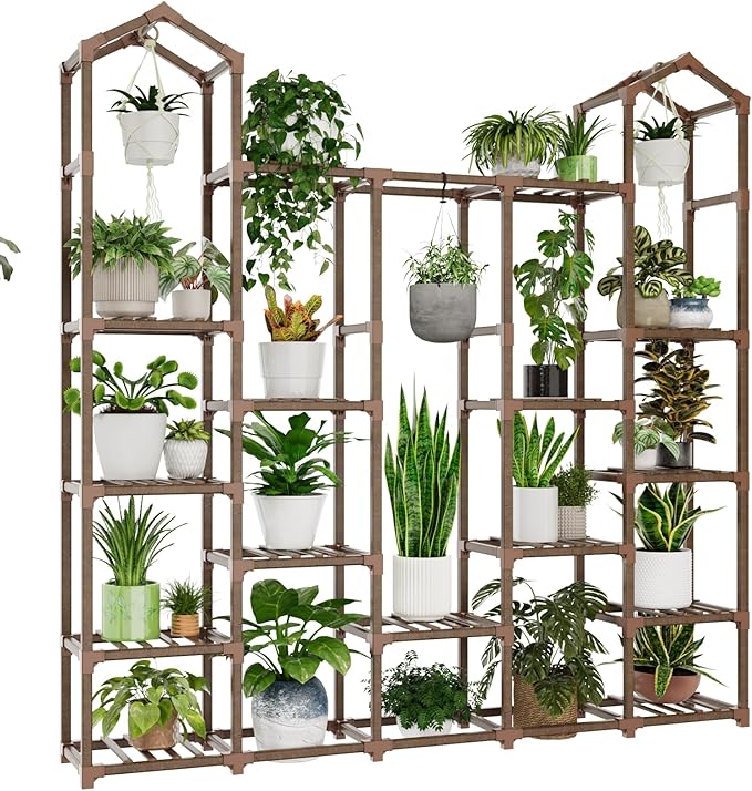 Large Plant Stand Indoor Plant Stands Outdoor Tall Plant Shelf for 18-23 Pots Corner Tiered Plants Stands for Multiple Plants Wood Hanging Plants Holder for Garden Balcony Patio Window Porch Gentingbro