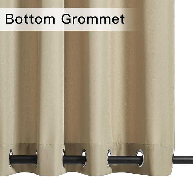 NICETOWN Canvas Patio Curtains for Outdoor Waterproof 2 Panels, Home Fashion Machine Washable Grommet Top & Bottom Fixed Thermal Insulated Privacy Drapes for Balcony/Gazebo, 55" W x 108" L, Taupe NICETOWN