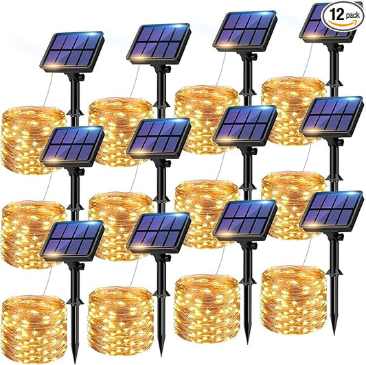 12 Pack Solar String Lights Outdoor, Total 960LED 396FT Solar Fairy Twinkle Lights Outdoor Waterproof 8 Modes Copper Wire Solar Lights for Outside Garden Patio Tree Christmas Wedding Party Decor btfarmdecorativelighting