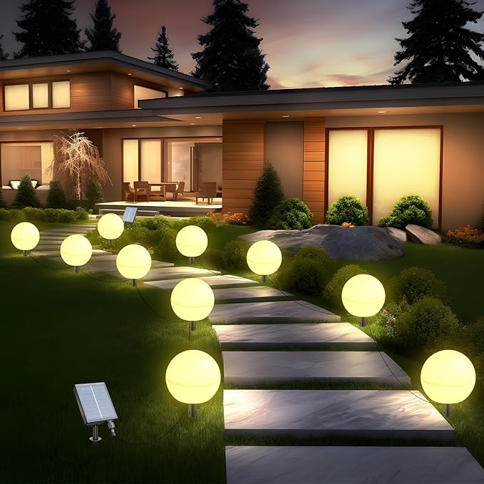 Solar Lights Outdoor Waterproof Decorations, 5 Pack Solar Globe Lights for Outside Color Changing Solar Garden Landscape Lights for Yard Patio Pathway Walkway Wedding Party Decor Auidum