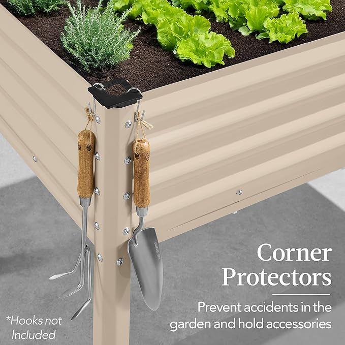 Best Choice Products 48x24x30in Galvanized Raised Garden Bed, Metal Elevated Planter Box, Vegetable Garden for Backyard, Patio, Balcony - Beige BestChoiceProducts