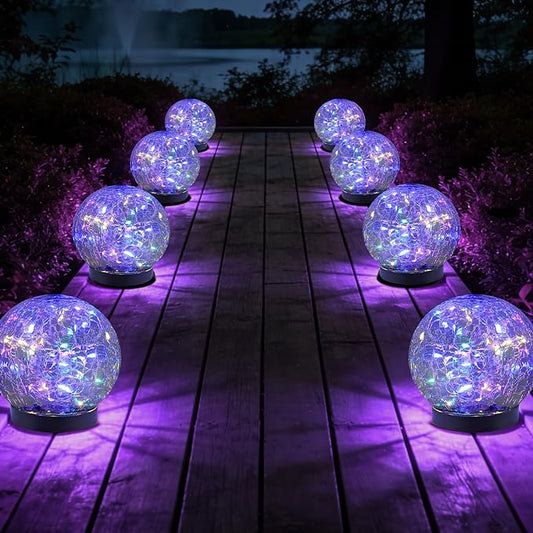 Solar Globe Lights Outdoor Waterproof-Solar Balls Garden-Cracked Glass Ball Solar Lights Outdoor-Solar Orbs Outside-Outdoor Decorations Patio & Yard Lawn Backyard Decor JKIMK