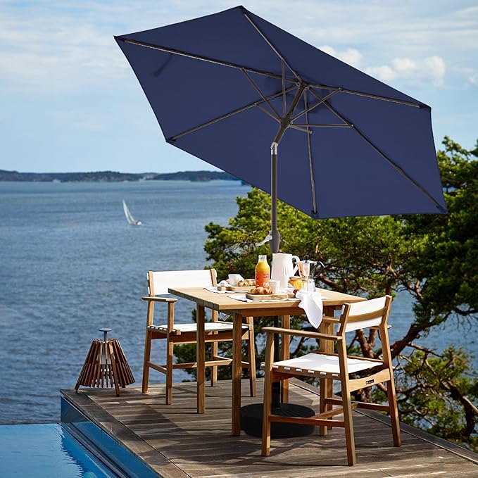 JEAREY 7.5FT Patio Umbrella Outdoor Market Umbrella with 6 Sturdy Ribs, Push Button Tilt/Crank Table Umbrella for Garden, Deck, Backyard and Pool, Navy JEAREYOutdoorsCollection