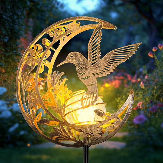 JOBOSI Solar Moon Hummingbird Decorative Light Gift Portable Decorative Ground Stake Light, Gifts for Women Mom Grandmothers, Garden Lawn Decor Christmas & New Year Gift JOBOSI