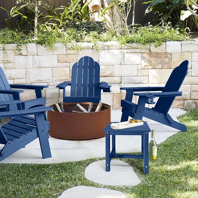 Adirondack Square Side Table,one-Tier Outdoor end Table, Patio Side Table for Pool,Porch,Backyard,Relaxing Companion (Blue) GARDENSTAR