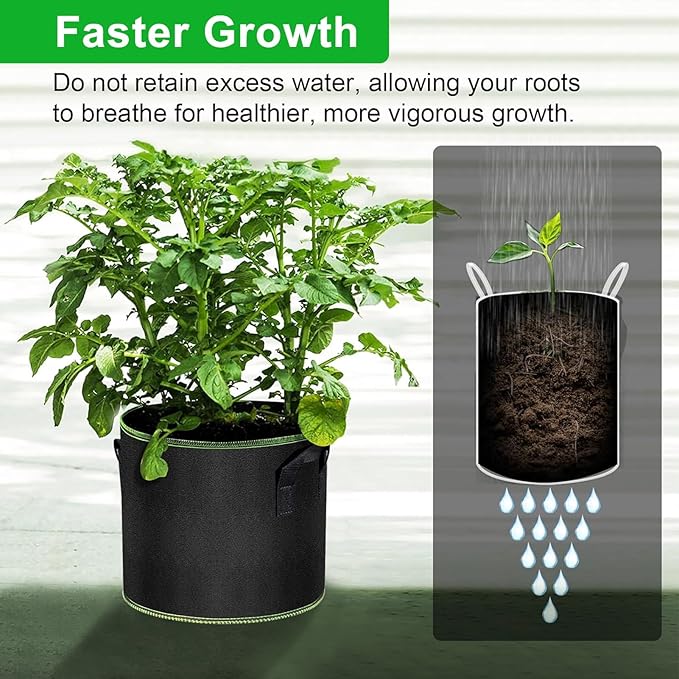5 Gallon Grow Bags-3 Pack, Thickened Nonwoven Fabric Aeration Planter Bags with Handles, Heavy Duty Vegetable/Flower/Potato Planting Pots for Garden Outdoor Createagardenyoulove