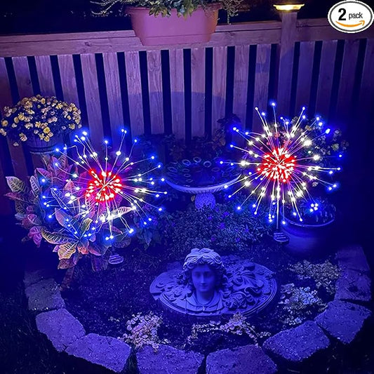 Anordsem Solar Garden Lights Outdoor: Bendable Copper Wire with 120 LED Firework Beads - Red Waterproof DIY Fairy Decorations for Yard Patio Path - Gifts for Women Mom Homeowners Anordsem
