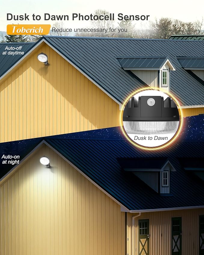 LED Barn Light 4 Packs, 150W 20000LM Yard Area Lights Dusk to Dawn Outdoor Lighting with Upgraded Photocell 6500K Adjustable Angle Daylight IP66 Waterproof Street Lights for Farmhouse/Garage ToberichUltraBrightLight