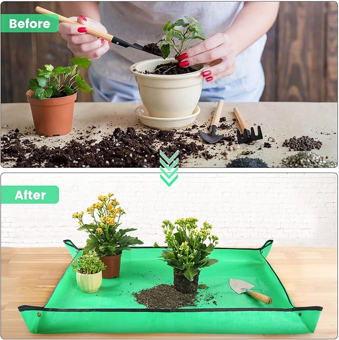 3PCS 39.5" x 31.5" Large Potting Mat for Indoor Plants Transplanting and Dirt Control Garden Gifts for Women Men FocusonGardeningProjects
