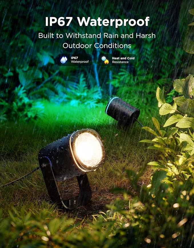 Govee Outdoor Spot Lights 2, IP67 Waterproof Spotlights, Landscape Lights Work with Matter, Alexa, and Google Assistant, RGBWIC Color Changing Light for Outdoor Decor, Patio Decorations, 4 Pack Govee