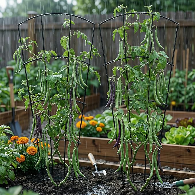 4 Pack 56'' Indoor Plant Trellis for Potted Plants Climbing Outdoor Metal Garden Trellis Houseplants Flowers Vine Ivy,Fan Shape, Black ThealynGardens