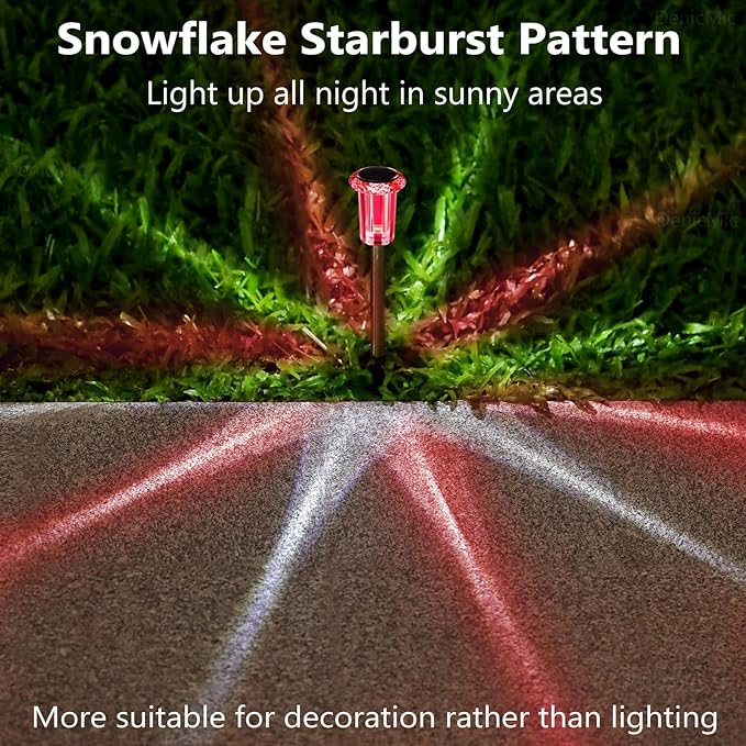 DenicMic Solar Lights Outdoor 10 Pack Waterproof Red White LED Stainless Steel Stake Outside Lights for Yard Pathway Garden Driveway Walkway Landscape Path Lighting Valentines Day Decorations Denicmic