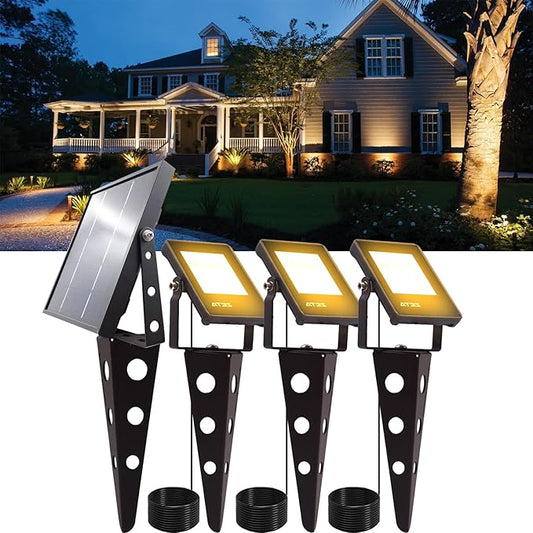 Solar Spotlights Outdoor Waterproof, Zeta 3-in-1 Spot Lights Metal Warm White Auto On/Off Dusk to Dawn Landscape Flag Pole Uplights for Outside House Trees Garden Yard Driveway Pathway Lawn Sunlife