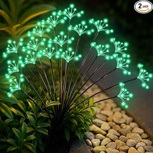 Solar Garden Lights 2 Pack Waterproof Swaying Starburst Light Solar Outdoor Lights for Yard Patio Walkway Pathway Party Wedding Decoration, Unique Gifts for Women, Green Slyuexu