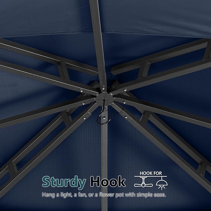 MASTERCANOPY Outdoor Garden Gazebo for Patios with Stable Steel Frame and Netting Walls (9x9,Navy Blue) MASTERCANOPY