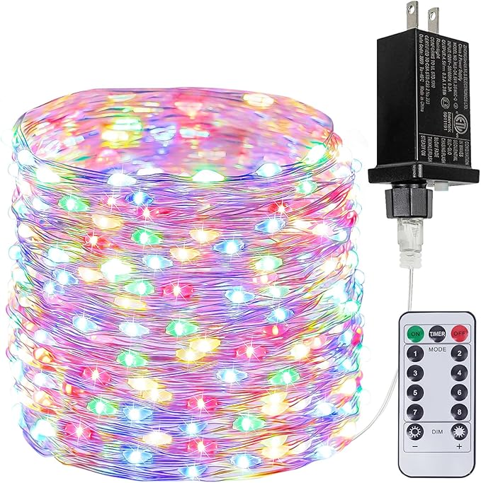 66Ft 200 LED Fairy Lights Plug in with Remote, Waterproof String Lights Outdoor& Indoor 8 Modes with Timer, LED Twinkle Light for Girl's Room Garden Patio Halloween Christmas Decorations (Multicolor) BHCLIGHT