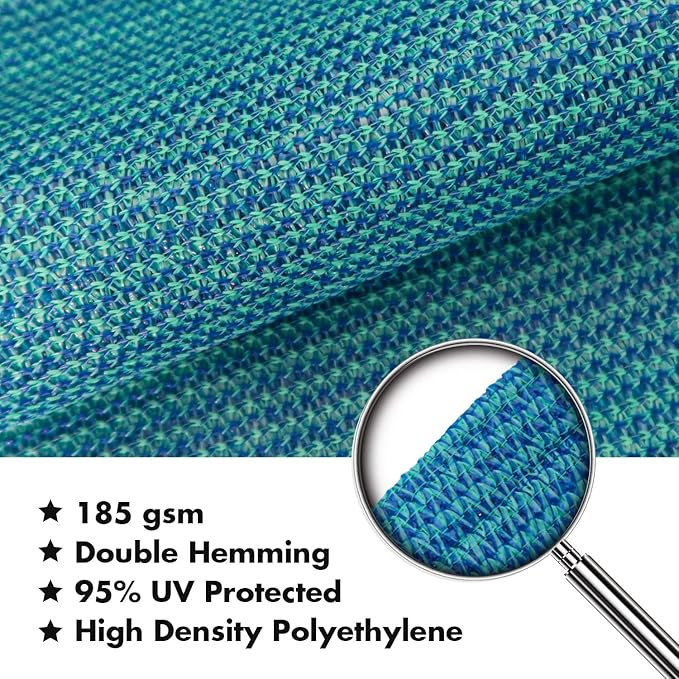 KANAGAWA 6'X7' Turquoise Mix Custom Size Sun Shade Sail Rectangle UV Block Canopy Cover for Patio Backyard Lawn Garden Outdoor (Customized Available) KANAGAWA