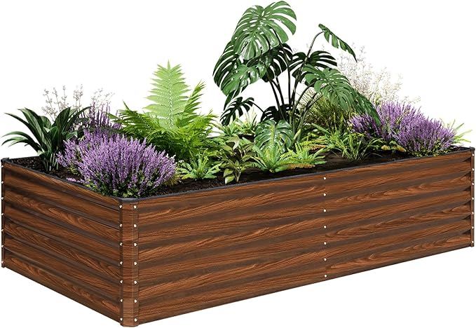 SnugNiture Galvanized Raised Garden Bed 8x4x2FT Outdoor Large Metal Planter Box Steel Kit for Planting Vegetables, Flowers snugniture