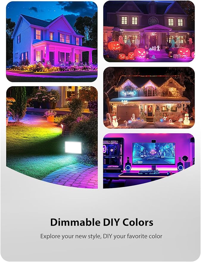 Onforu 2 Pack RGBW LED Flood Light 800W Equivalent, 100W Color Changing Floodlight with 44 Keys Remote, 2700K Warm White IP66 Waterproof Spot Lights Outdoor, Uplights for Stage, Party Onforu