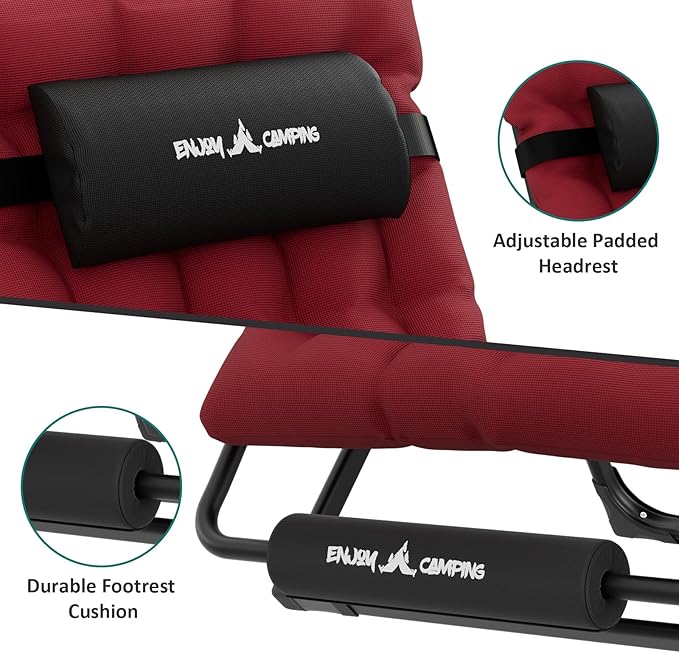UDPATIO Oversized Zero Gravity Chair, 33In XXL Patio Reclining Chair with Cushion, Outdoor Folding Recliner with Pillows|Cup Holder|Foot Rest|Padded Headrest, Burgundy, Support 500LB UDPATIO