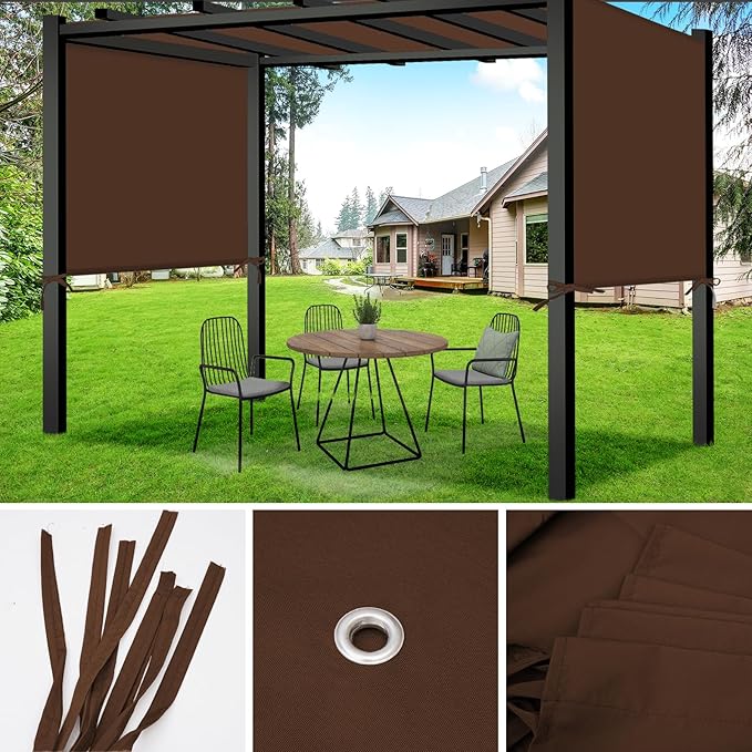 17x6.8 Ft Universal Pergola Replacement Canopy, Outdoor Canopy Shade Cover(Cover Only) (Coffee) TNGAN