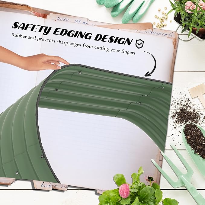 Outsunny 3-Tier Galvanized Steel Raised Garden Bed Kit, 62.25" x 43" x 32.25", 3 Combining Planter Boxes with Rubber Strip Edging, Open Bottom for Backyard, Garden, Patio, Green Outsunny