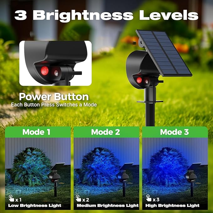 nipify 2 Pack Solar Spot Lights Outdoor Waterproof, Solar Spotlight Light for Outside Yard Landscape Lighting Pathway Lights Wall Auto On/Off, Blue Nipify