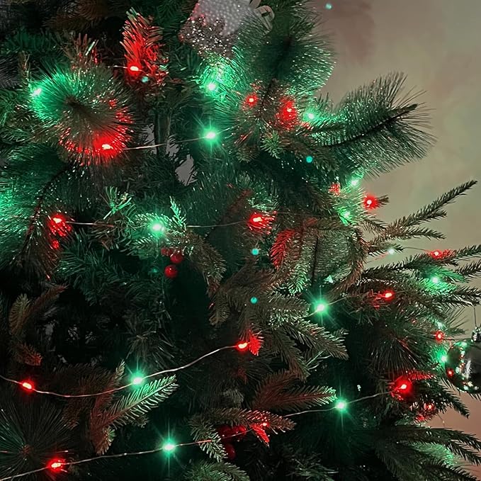 66Ft 200 LED Christmas Fairy Lights Plug in, Waterproof String Lights Outdoor & Indoor 8 Modes with Timer Bedroom Decor, Twinkle Lights for Bedroom Party Holiday Christmas Decorations (Red and Green) BHCLIGHT