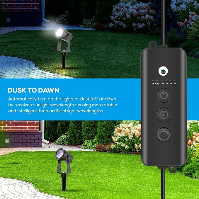 SUNTHIN Outdoor Landscape Lighting with Dusk to Dawn Sensor Controller, 8 Pack SUNTHIN