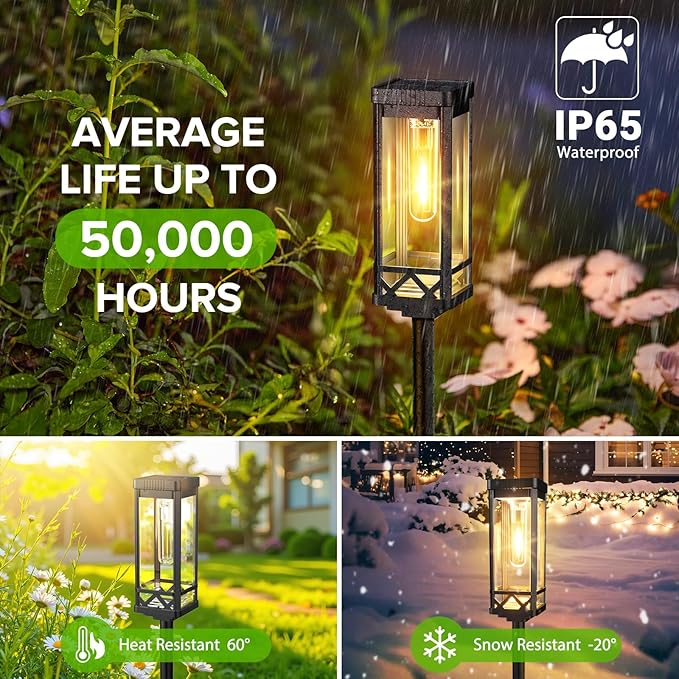 KOOPER Taller Solar Pathway Lights Outdoor, 12 Pack Upgraded Brighter Solar Garden Lights Solar Powered, Up to 15 Hours Outdoor Solar Lights for Yard Landscape Lighting Path Walkway Driveway Sidewalk KOOPER