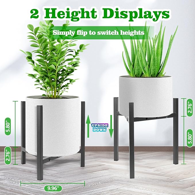 Airpark Plant Stand Indoor Adjustable, Metal Modern Plant Stand, Heavy Duty Stable Plant, Fit 8-12 inch Pots, Number of Items-2, Color-Black (Pot & Plant Not Included) Airpark