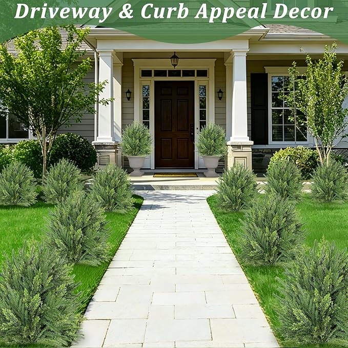 2 Pack Artificial Cypress Topiary Ball Trees with Ground Spike, 24" Norfolk Fake Bushes Shrubs UV Resistant Faux Plants Greenery for Outdoor Planters Garden Front Porch Pot Urn Fillers Spring Decor Grandeal